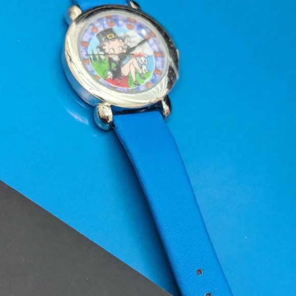 Vintage Betty Boop and Dog Fancy Blue wrist band Working - Picture 1 of 8